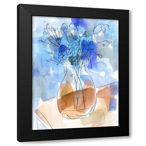 Bunch of Blue Flowers II Black Modern Wood Framed Art Print with Double Matting by Wang, Melissa