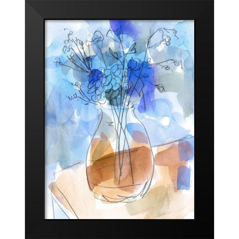 Bunch of Blue Flowers II Black Modern Wood Framed Art Print by Wang, Melissa