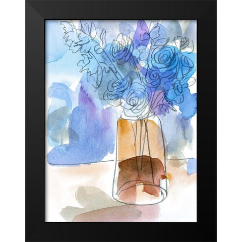 Bunch of Blue Flowers III Black Modern Wood Framed Art Print by Wang, Melissa