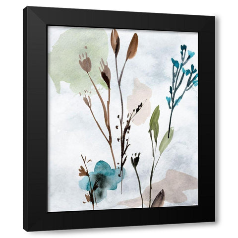 Watercolor Wildflowers I Black Modern Wood Framed Art Print with Double Matting by Wang, Melissa