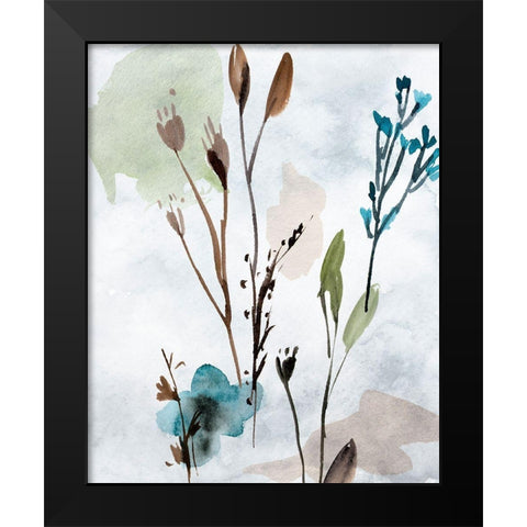 Watercolor Wildflowers I Black Modern Wood Framed Art Print by Wang, Melissa