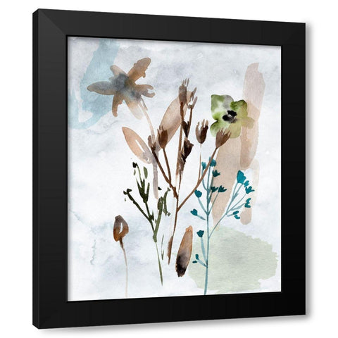 Watercolor Wildflowers II Black Modern Wood Framed Art Print with Double Matting by Wang, Melissa