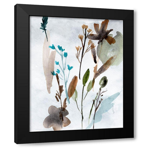 Watercolor Wildflowers III Black Modern Wood Framed Art Print with Double Matting by Wang, Melissa