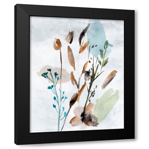 Watercolor Wildflowers V Black Modern Wood Framed Art Print with Double Matting by Wang, Melissa