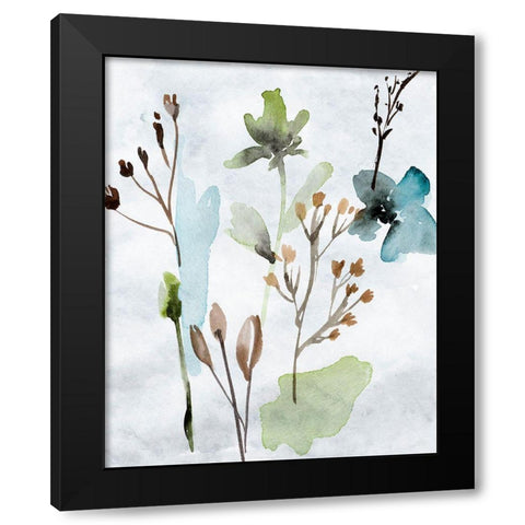 Watercolor Wildflowers VI Black Modern Wood Framed Art Print with Double Matting by Wang, Melissa