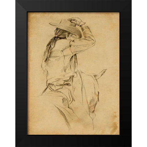 Cowgirl on Horseback II Black Modern Wood Framed Art Print by Parker, Jennifer Paxton