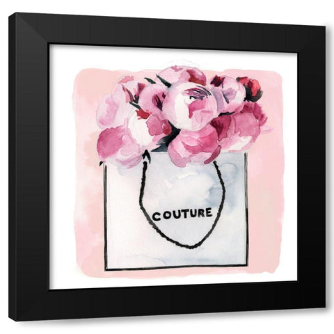 Peonies in Couture II Black Modern Wood Framed Art Print with Double Matting by Parker, Jennifer Paxton