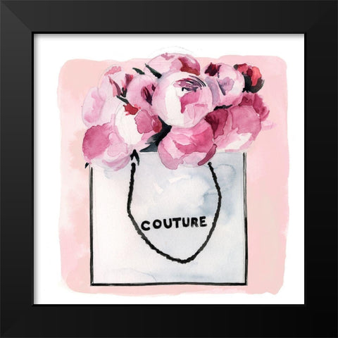 Peonies in Couture II Black Modern Wood Framed Art Print by Parker, Jennifer Paxton