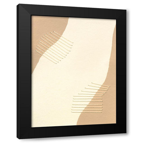 Custom Neutral Stitches II Black Modern Wood Framed Art Print by Moore, Regina