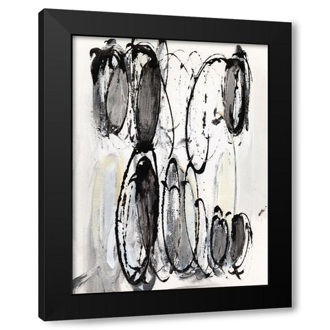 Grey Scribbles II Black Modern Wood Framed Art Print by Fuchs, Jodi