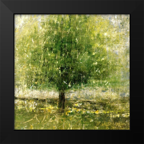 Green Lit Tree Black Modern Wood Framed Art Print by Maas, Jodi