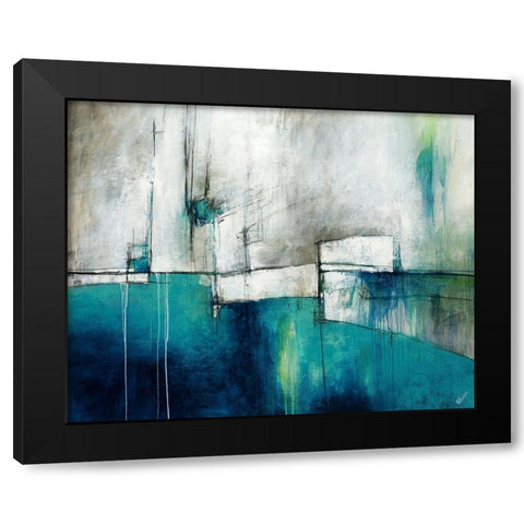 Sapphire Glace Black Modern Wood Framed Art Print with Double Matting by Drotar, Rikki