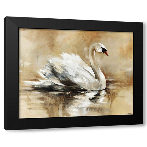 Swan Lake Black Modern Wood Framed Art Print by Edmunds, Sydney