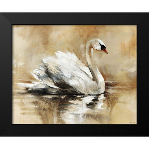 Swan Lake Black Modern Wood Framed Art Print by Edmunds, Sydney