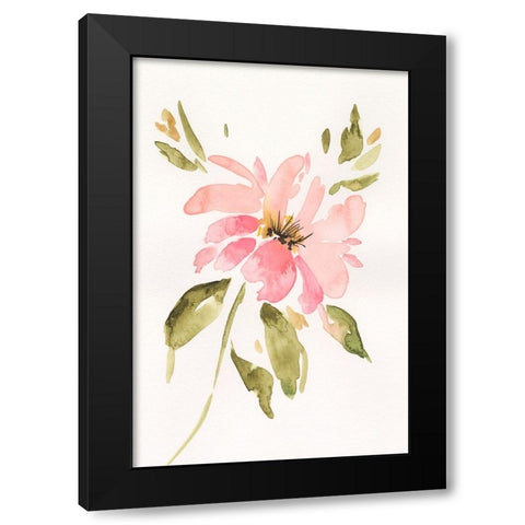 One Pink Bloom I Black Modern Wood Framed Art Print by Moore, Regina