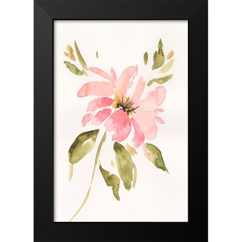 One Pink Bloom I Black Modern Wood Framed Art Print by Moore, Regina