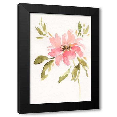 One Pink Bloom II Black Modern Wood Framed Art Print by Moore, Regina