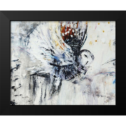 Owl in Flight Black Modern Wood Framed Art Print by Maas, Jodi