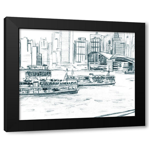 Ferryboats I Black Modern Wood Framed Art Print with Double Matting by Wang, Melissa