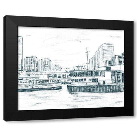 Ferryboats III Black Modern Wood Framed Art Print with Double Matting by Wang, Melissa