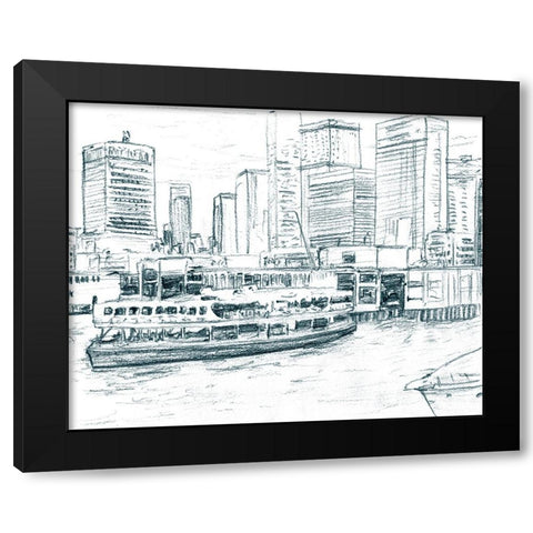 Ferryboats IV Black Modern Wood Framed Art Print with Double Matting by Wang, Melissa