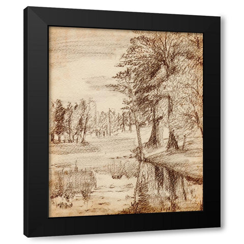 Forest View I Black Modern Wood Framed Art Print with Double Matting by Wang, Melissa