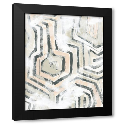 Sand Glyphs I Black Modern Wood Framed Art Print with Double Matting by Vess, June Erica