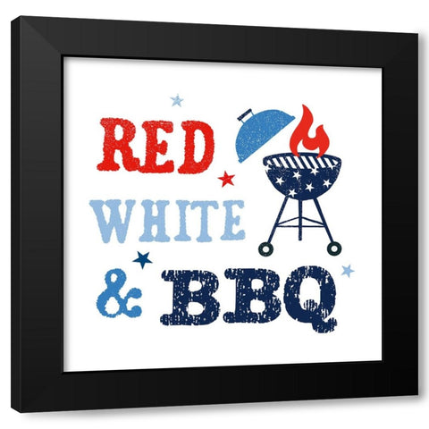 Red-White And BBQ I Black Modern Wood Framed Art Print with Double Matting by Barnes, Victoria