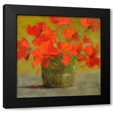 Nasturtiums I Black Modern Wood Framed Art Print with Double Matting by Finch, Sheila