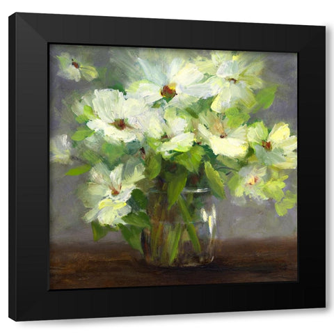 Nasturtiums II Black Modern Wood Framed Art Print with Double Matting by Finch, Sheila