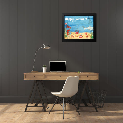 Cute Sea Creatures I Black Modern Wood Framed Art Print by Longley, Alicia