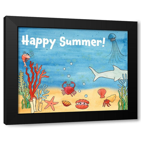 Cute Sea Creatures I Black Modern Wood Framed Art Print by Longley, Alicia