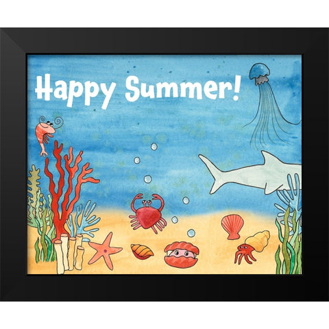 Cute Sea Creatures I Black Modern Wood Framed Art Print by Longley, Alicia