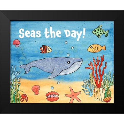 Cute Sea Creatures II Black Modern Wood Framed Art Print by Longley, Alicia