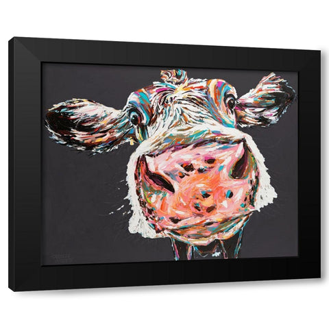 Custom Funny Cow I Black Modern Wood Framed Art Print with Double Matting by Vitaletti, Carolee