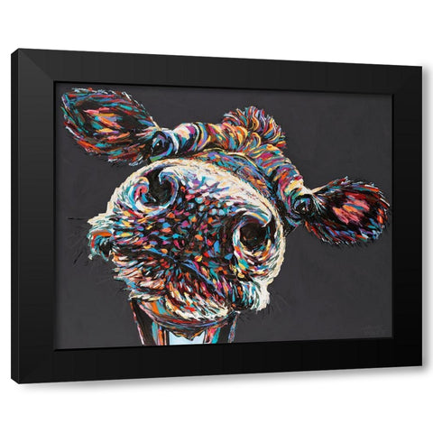 Custom Funny Cow II Black Modern Wood Framed Art Print with Double Matting by Vitaletti, Carolee