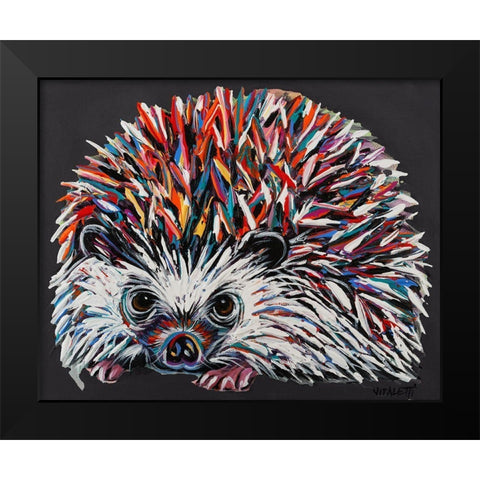 Custom Colorful Hedgehog I Black Modern Wood Framed Art Print by Vitaletti, Carolee