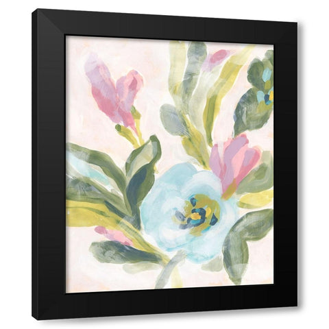 Floral Breeze Fresco  II Black Modern Wood Framed Art Print by Vess, June Erica