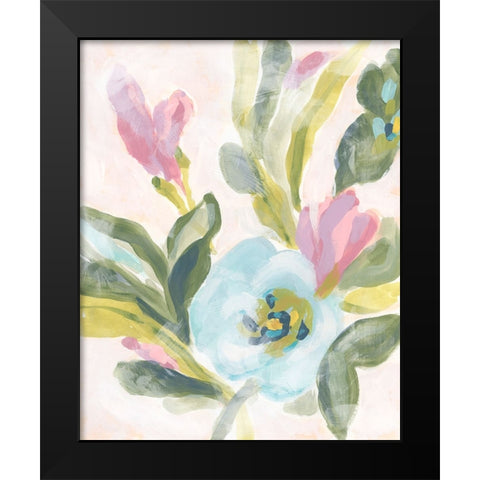 Floral Breeze Fresco  II Black Modern Wood Framed Art Print by Vess, June Erica