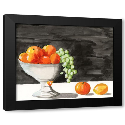 Watercolor Fruit Bowl II Black Modern Wood Framed Art Print with Double Matting by Longley, Alicia