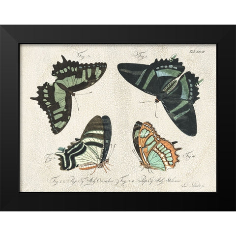 Crackled Butterflies III Black Modern Wood Framed Art Print by Vision Studio