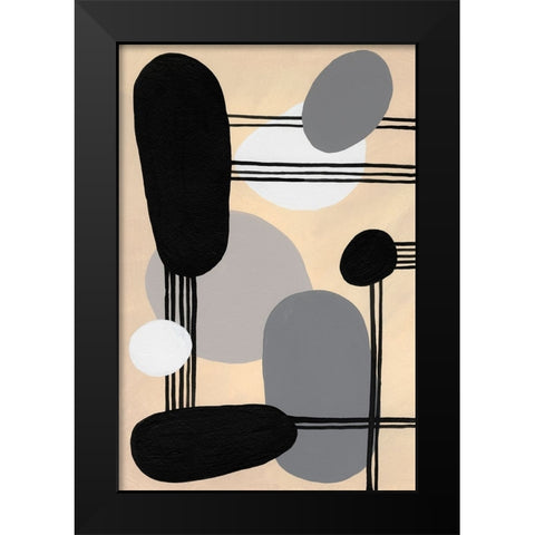 Interconnected Shapes I Black Modern Wood Framed Art Print by Moore, Regina