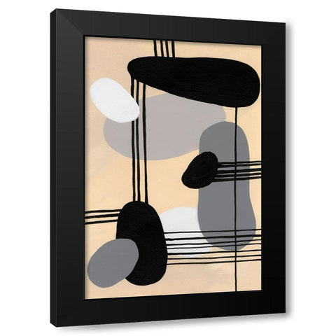 Interconnected Shapes II Black Modern Wood Framed Art Print by Moore, Regina