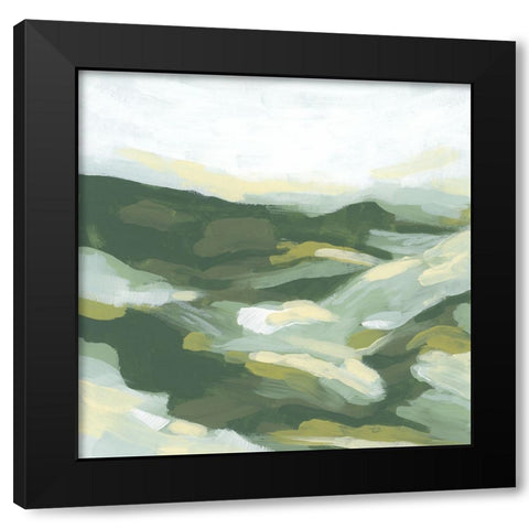 Green Rolling Hills I Black Modern Wood Framed Art Print with Double Matting by Vess, June Erica