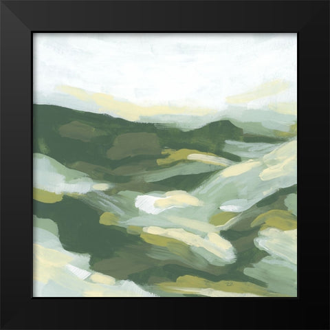 Green Rolling Hills I Black Modern Wood Framed Art Print by Vess, June Erica