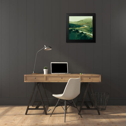Winding Green River II Black Modern Wood Framed Art Print by Green, Jacob