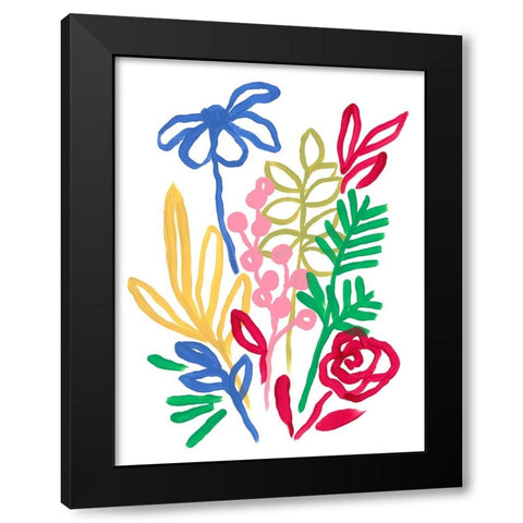 Bold Brushstroke Blooms I Black Modern Wood Framed Art Print with Double Matting by Vess, June Erica