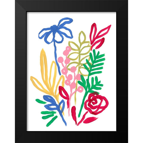 Bold Brushstroke Blooms I Black Modern Wood Framed Art Print by Vess, June Erica