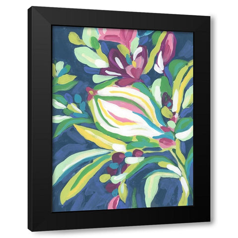 Blue Tropics II Black Modern Wood Framed Art Print by Vess, June Erica
