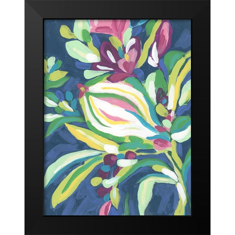 Blue Tropics II Black Modern Wood Framed Art Print by Vess, June Erica